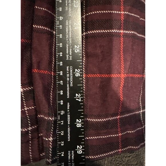 Studio by Torrid 2R Sz 18 Burgundy Plaid Pull-On Pixie Pants Wide Leg Cozy Comfy - Picture 6 of 6